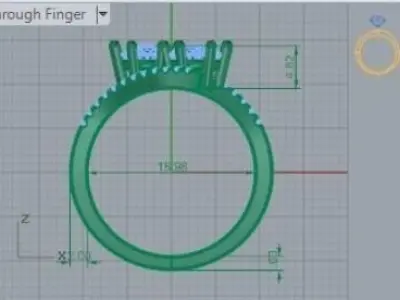 Embraced Two Diamond  Ring 253 3D print model