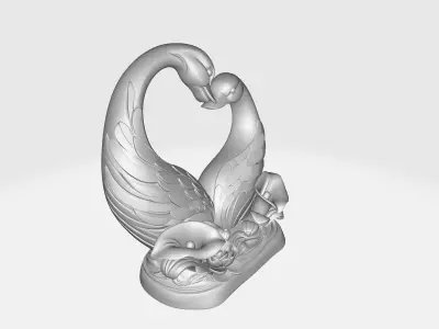Romantic Swan Couple Heart Sculpture Valentine Love Decor  3D print model