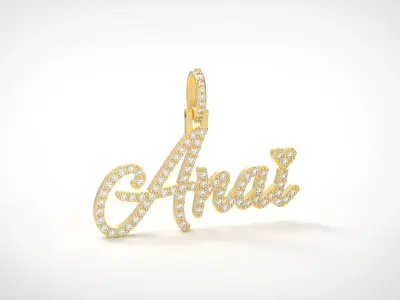 Model 1078  Pave Anai Heart Name Plate Diamond Pendant 3D print model