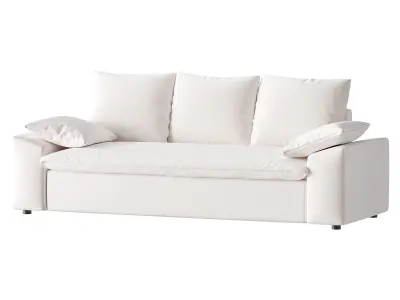 WHITE PERFORMANCE LINEN SLEEPER SOFA 3D model