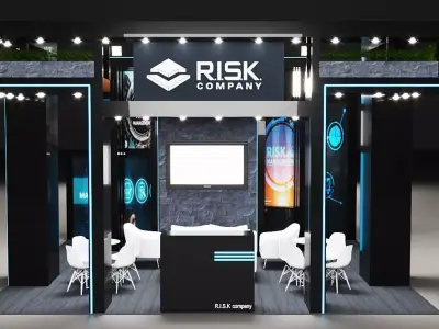 Exhibition booth design all sides opened island 3D model