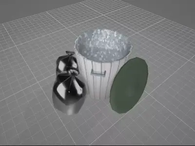 Low-Poly Trash Can on Maya Free low-poly 3D model