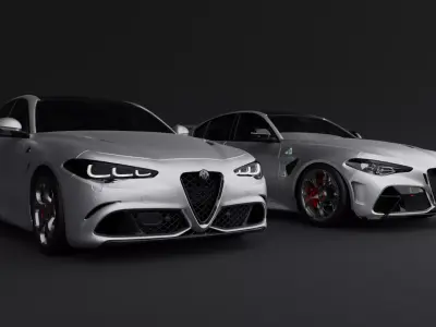 Alfa Romeo Giulia quadrifoglio 2024 and 2021 Giulia GTAm 3D model