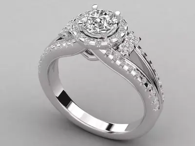 Luxury Halo Diamond Ring CAD Design Collection for Jewellery   3D print model
