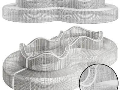Rattan bench 3D model