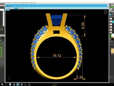 Luxury Cushion Cut Emerald Ring with Full Pave Band  3117 3D print model