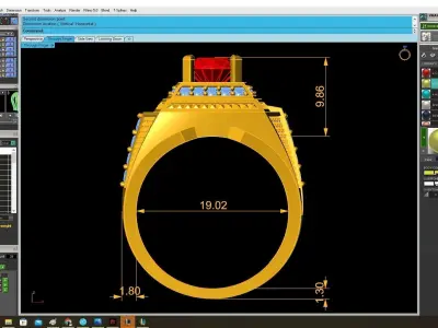 Luxury Square Red Gemstone Diamond Mens Ring  3972 3D print model