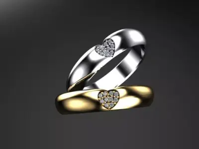Heart wedding ring 3D print model