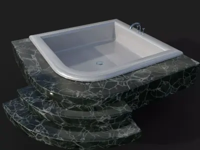 Corner Bathtub Low-poly 3D model