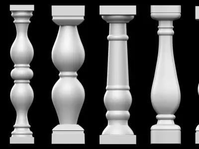 30 Baluster Base Mesh and Brushes Pack  Low-poly 3D model