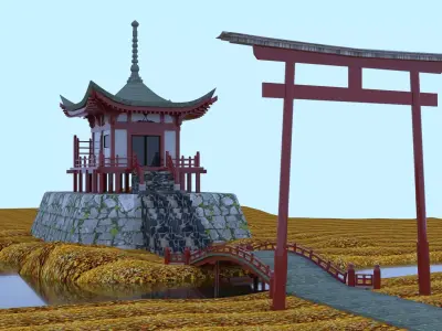 Japan temple 3D model purchase