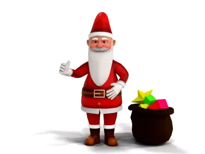 Cartoon Santa Claus with unity package Low-poly 3D model