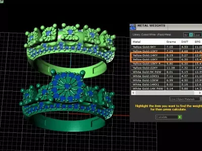 Couples Ring set Jewelry model - Royal Bloom for him and her 3D print model