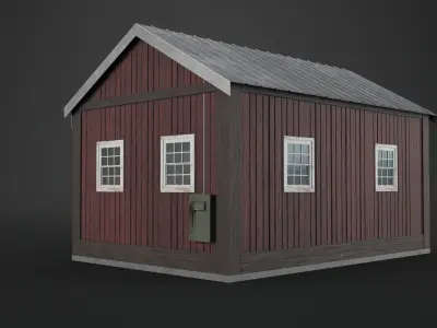 Scandinavian Mountain House Low Poly Game Ready Low-poly 3D model