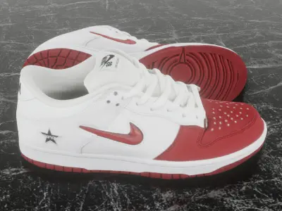 NIKE SB DUNK LOW SUPREME VARSITY RED Low-poly 3D model