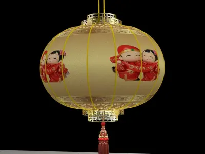 Chinese red lantern 3D model 39