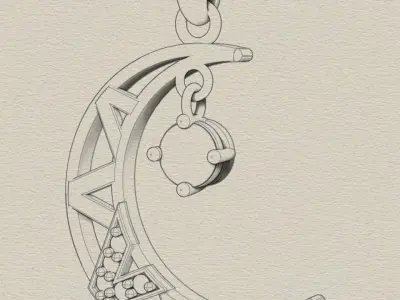 Moon pendant 3D print model