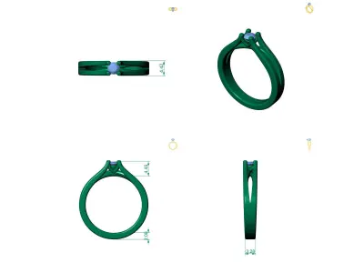 D-1047 diamond engagement ring gold 3D print model