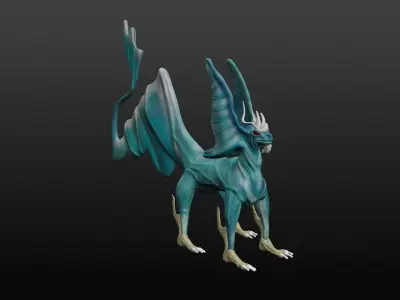  Blue Dragon Low-poly 3D model