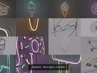 Desserts - Neon Signs 3D Model Collection