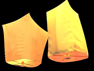 Chinese sky lantern  Low-poly 3D model