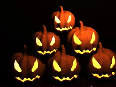 Halloween jack o lantern pumpkins Free low-poly 3D model