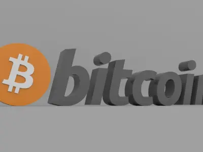 Bitcoin Logo With Text Free low-poly 3D model
