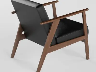 Black Leather Luxury Armchair 3D model