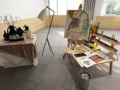 art studio Low-poly 3D model