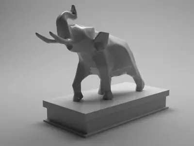 Elephant Low Poly  Low-poly 3D model