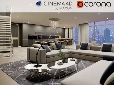 Corona - C4D files - Luxury Penthouse Interior 3D model