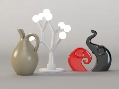 Ornamental Ceramic Elephant Light Sculpture Jug Jar Artwork 3D model