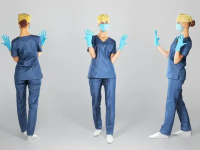 Surgical nurse ready for surgery 108 Low-poly 3D model