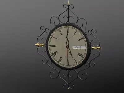 Old French Style Clock with one day of the week setup Low-poly 3D model