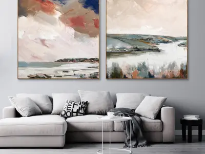 Plaster two square photo frames 05 Low-poly 3D model