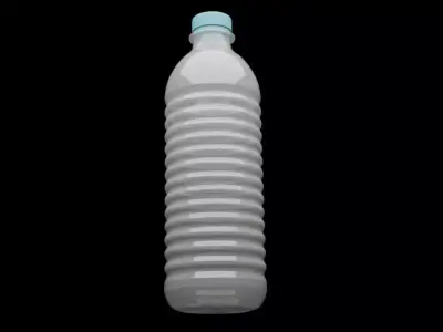 Transparent Plastic Water Bottle 3D Model with Ribbed Body Low-poly 3D model