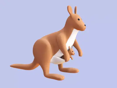 Kangaroo Toy Brown Stuffed 3D model