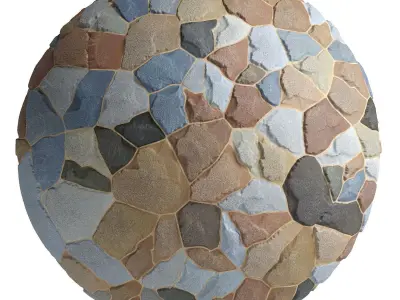 Ston Wall Material 2 - By 3 color Pbr By Sbsar 4k 3D model