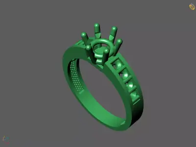 Solitaire Engagement Ring Diamond Women Ring Stone 3D print STL 3D print model