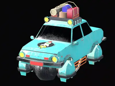 Flying  low poly car  3D model