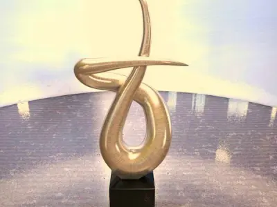 Abstract silver flame home decoration statue 3D model