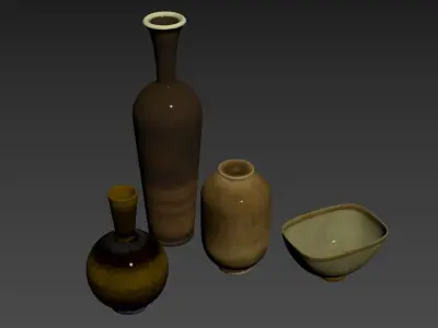 Berndt Friberg- Gustavsberg - Collection of four vases 3D model