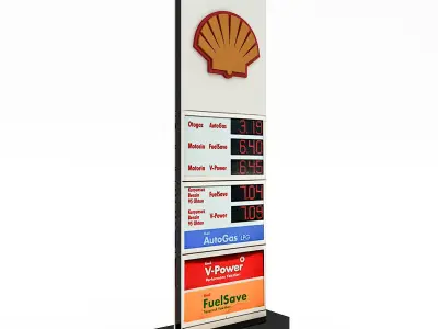 3D Gas Station Sign Model Low-poly 3D model