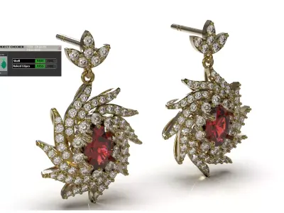 Luxury jewelry gemstone STL 3D earring model je0151 3D print model