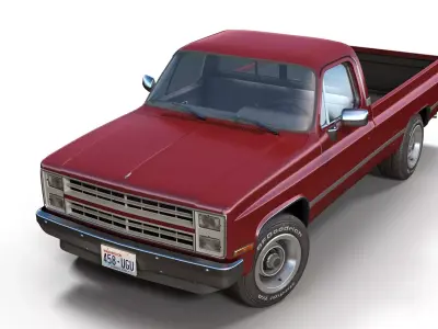 American generic pickup Low-poly 3D model
