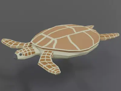 Low Poly Cartoon Loggerhead Sea Turtle Low-poly 3D model