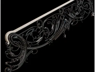 stair railing forging floral stylization 3D model