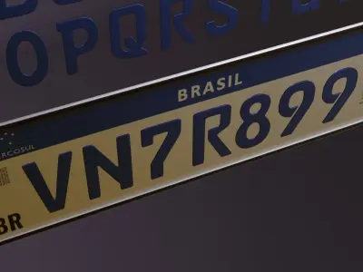 Customizable Brazilian license plate 3D model