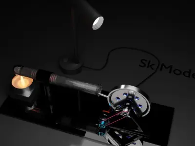 Moteur Stirling Type Beta Sk Model 3D model
