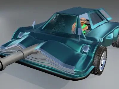 3d Game Car Model Style Six Low-poly 3D model